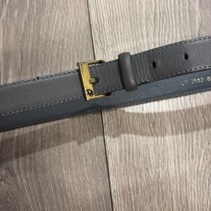 Dior Gray Leather Belt with Gold Buckle